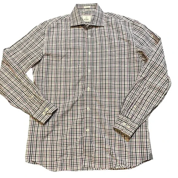 Todd Snyder Dress Shirt Mens 15.5 32 33 Button Front 2 Ply Cotton Checkered - Picture 1 of 5